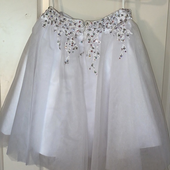 Gorgeous Two Piece w Swarovski Crystals Beading Formal Dress White S M L Skirt - Picture 3 of 15